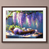 Poster Dessin Pastel Wisteria Vine en fleurs