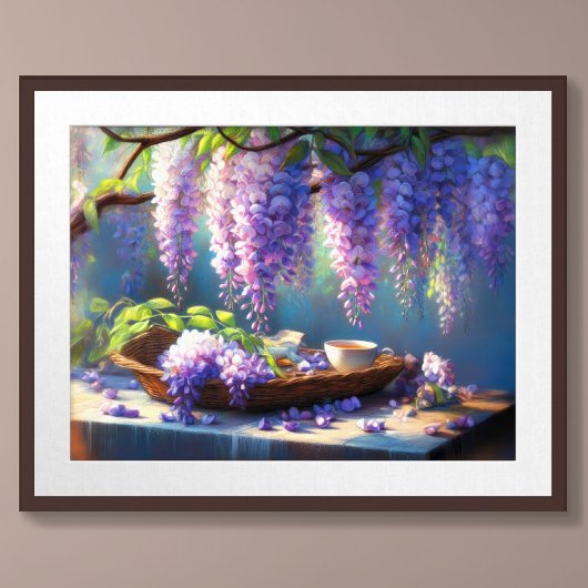 Poster Dessin Pastel Wisteria Vine en fleurs