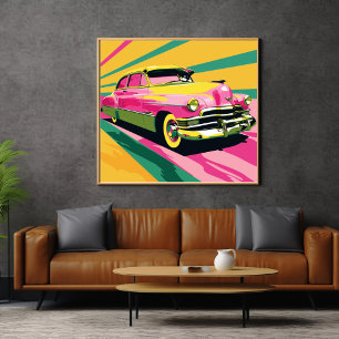 Poster Dessin rétro de vieille voiture