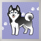 Poster Dessin Sibérien Husky / Malamute d'Alaska (Devant)
