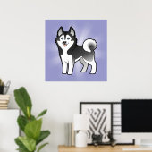 Poster Dessin Sibérien Husky / Malamute d'Alaska (Bureau à domicile)