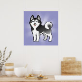 Poster Dessin Sibérien Husky / Malamute d'Alaska (Cuisine)