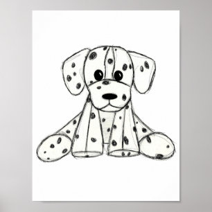 Poster Dessin simple de contour de chien dalmate rembourr