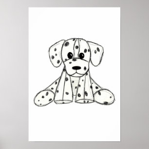 Poster Dessin simple de contour de chien dalmatien rembou