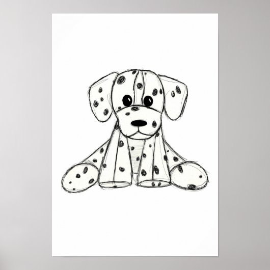 Poster Dessin simple de contour de chien dalmatien rembou (Devant)