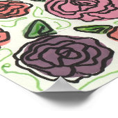 Poster Dessin simple en ligne de Roses rouge et violet (Coin)