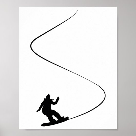 Poster Dessin Simple Snowboard Girl (Devant)