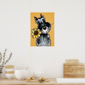 Poster Dessin Sunny Schnauzer Sunflower Off-Leash Art™ (Cuisine)