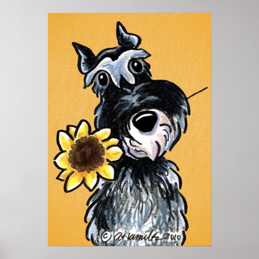 Poster Dessin Sunny Schnauzer Sunflower Off-Leash Art™ (Devant)