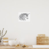 Poster Dessin tête Unicorne petit (Cuisine)