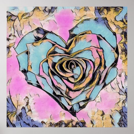 Poster Dessin Whimsical joli coeur coloré (Devant)