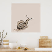 Poster Dessin zen original pastel Snail (Cuisine)