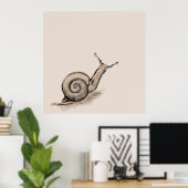Poster Dessin zen original pastel Snail (Bureau à domicile)