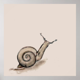 Poster Dessin zen original pastel Snail