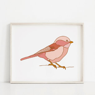 Poster Dessins charmants d'oiseaux faits à la main