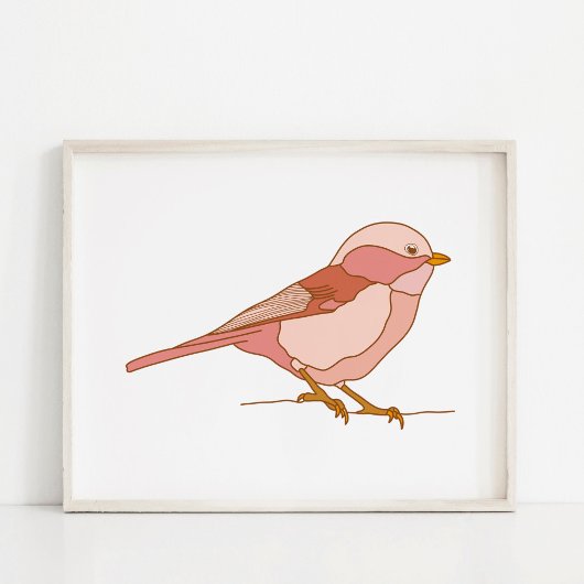 Poster Dessins charmants d'oiseaux faits à la main