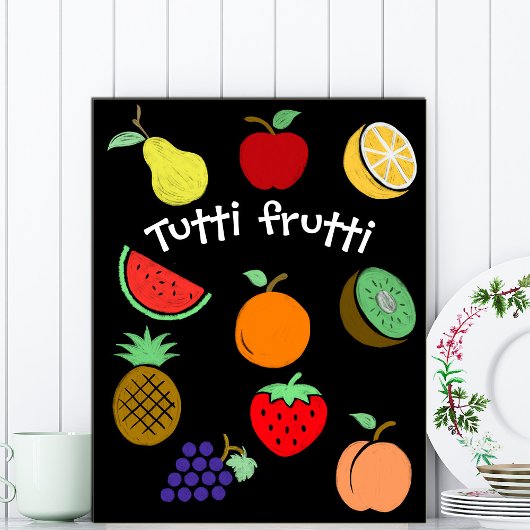 Poster Dessins de fruits colorés