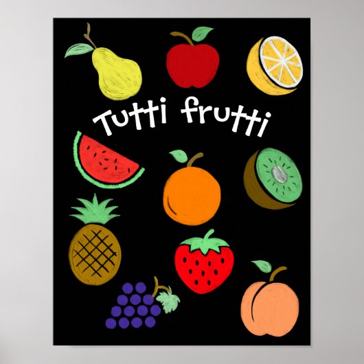 Poster Dessins de fruits colorés (Devant)