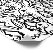 Poster Dessins de lapin lièvre noir et blanc Moderne (Coin)