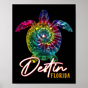 Poster Destin Tie Dye Tortue de mer Floride Famille corre