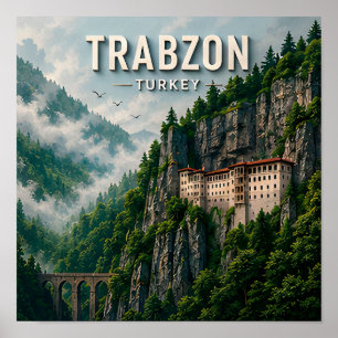 Poster Destination montagneuse panoramique de Trabzon en