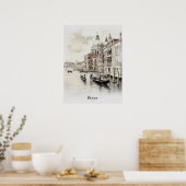 Poster Destination Voyage Venise Aquarelle Mur Art (Cuisine)