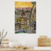 Poster Destinations | Aquarelle Big Ben & London Eye (Cuisine)