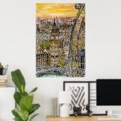 Poster Destinations | Aquarelle Big Ben & London Eye (Bureau à domicile)