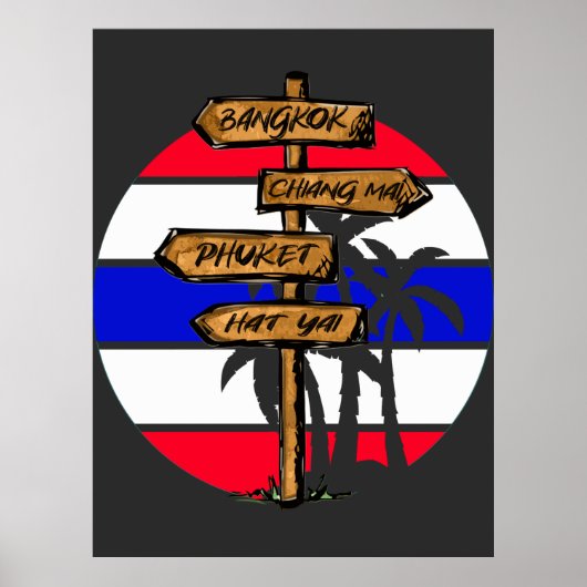 Poster Destinations Thaïlande - Bangkok Chiang Mai Phuket (Devant)