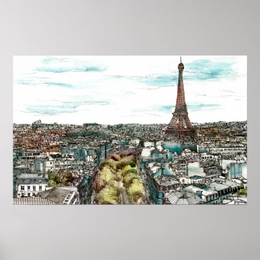 Poster Destinations | Tour Eiffel Vintage à Paris (Devant)