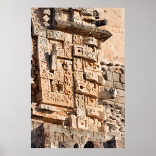 Poster Détail De La Pyramide Magicienne, Yucatan, Mexique