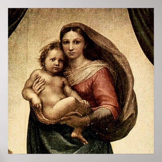Poster Détail de la "Vierge Sixtine" de Raphael (vers 151 (Devant)