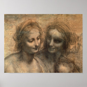 Poster Détail des chefs de la Vierge et de Sainte-Anne