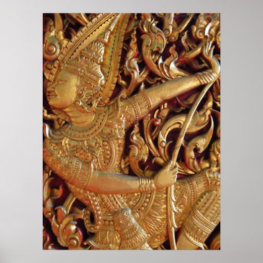 Poster Détail d'un temple bouddhiste thaïlandais (Devant)