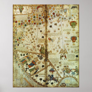 Poster Détail d'une carte du monde catalan