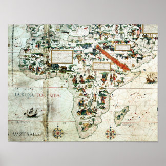 Poster Détail d'une carte du monde montrant l'Afrique