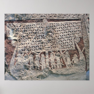 Poster Détail d'une pierre représentant un Viking