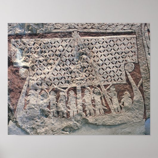 Poster Détail d'une pierre représentant un Viking (Devant)