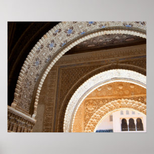 Poster Détail d'une série d'arcades ornées de l'Alham