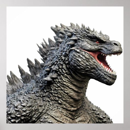 Poster Detailed Head of Roaring Godzilla Monster (Devant)