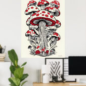 Poster Détaillé Vecteur De Champignons Graphique Déclench (Bureau à domicile)
