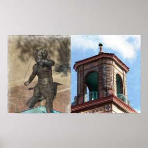 Poster Détails de l'immeuble Plaza et de la fontaine