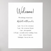 Poster Détails de programme de mariage noir blanc (Devant)