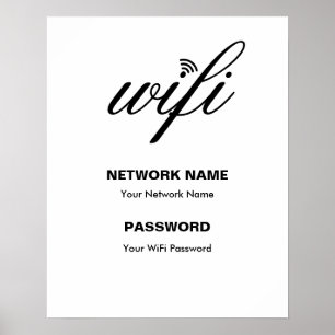 Poster Détails Wi-Fi personnalisés et mot de passe blanc
