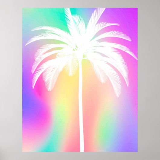 Poster d'été couleur blanche tropicale Palm Tree (Devant)