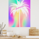 Poster d'été couleur Tropical White Palm Tree (Cuisine)
