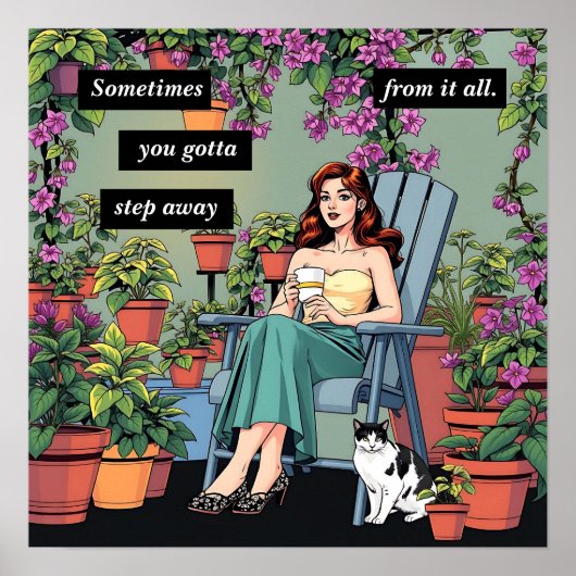 Poster Détendez-vous avec café, chats et Plantes (Devant)