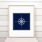 Poster d'étoile nautique - Bleu et blanc marine
