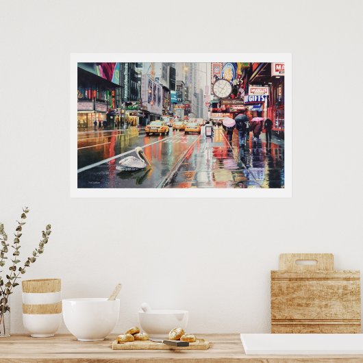 Poster "Detour" Pelican à New York aquarelle (Cuisine)