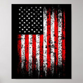 Poster Détresse Drapeau Américain Femmes Hommes Noir USA